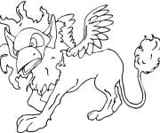 Coloriage Lion ail&eacute; mythique