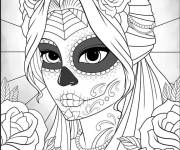 Coloriage Fille à la beauté irréelle pour Halloween