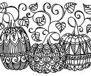 Coloriage Halloween 3 citrouilles mandala