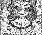 Coloriage Halloween fille zombie