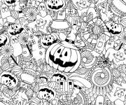 Coloriage et dessins gratuit Invasion de fantômes et de citrouilles à imprimer