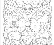 Coloriage et dessins gratuit La chauve-souris et les potions à imprimer