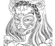 Coloriage et dessins gratuit Maquillage de la fille pour Halloween à imprimer
