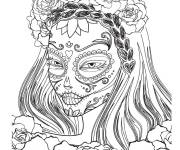 Coloriage Maquillage de la fille pour Halloween