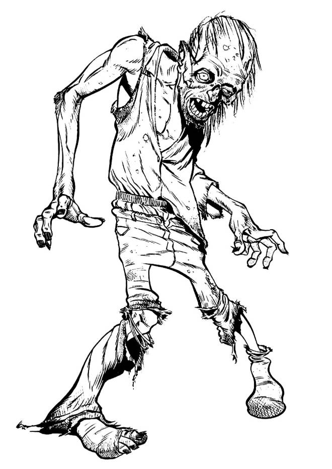 Coloriage et dessins gratuits Un effrayant zombie à imprimer