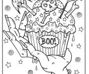 Coloriage Un muffin pour Halloween