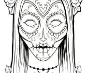 Coloriage et dessins gratuit Visage décoré adulte pour Halloween à imprimer