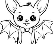 Coloriage B&eacute;b&eacute; chauve-souris portant un n&oelig;ud
