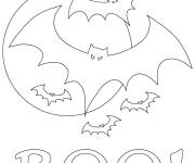 Coloriage et dessins gratuit BOO Chauve-Souris pour Halloween à imprimer