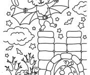 Coloriage Chat Chauve-Souris sur le ch&acirc;teau hant&eacute;