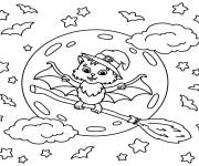 Coloriage Chat en style Chauve-Souris en ciel