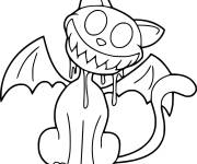 Coloriage Chat en tenu de Chauve-Souris pour Halloween