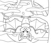 Coloriage Chauve-souris &agrave; l'envers pour les petits enfants