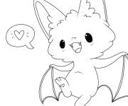 Coloriage Chauve-souris amoureux pour halloween