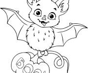 Coloriage Chauve-Souris avec citrouille de Halloween