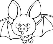 Coloriage Chauve-Souris avec un nez de cochon pour Halloween