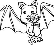 Coloriage Chauve-Souris avec une friandise