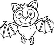 Coloriage Chauve-Souris avec une grosse t&ecirc;te