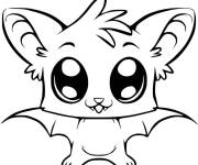 Coloriage Chauve-Souris bat kawaii