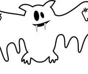 Coloriage Chauve-Souris bless&eacute; qui se rassemble &agrave; un fant&ocirc;me de Halloween