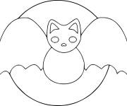 Coloriage Chauve-Souris devant la lune la nuit de Halloween