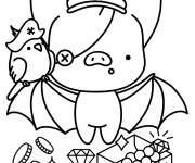 Coloriage Chauve souris en costume de pirate pour Halloween