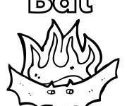 Coloriage Chauve-souris en feu