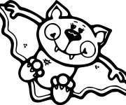 Coloriage Chauve-Souris en vecteur de dessin anim&eacute;