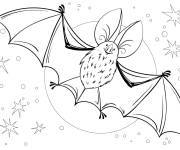 Coloriage Chauve-souris en vol pour Halloween vue de dessous