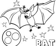Coloriage Chauve-souris en volant dans l'univers