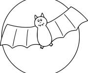 Coloriage Chauve-Souris en volant la nuit de Halloween