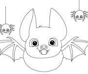 Coloriage chauve-souris et araign&eacute;es d&rsquo;Halloween