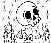 Coloriage Chauve-Souris et crane pour Halloween