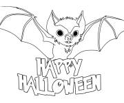 Coloriage Chauve-Souris et joyeux Halloween