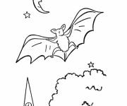 Coloriage Chauve-souris la nuit d'horreur