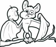 Coloriage Chauve-souris mange des pommes