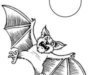 Coloriage et dessins gratuit Chauve-Souris m&eacute;chant qui sort pour Halloween à imprimer