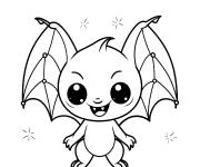 Coloriage Chauve-souris mignonne avec de grandes ailes
