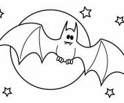 Coloriage chauve-souris parmi les &eacute;toiles pour Halloween