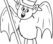 Coloriage Chauve-Souris portant une costume de magicien