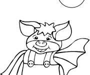 Coloriage et dessins gratuit Chauve-Souris portant une salopette à imprimer