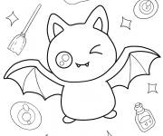 Coloriage Chauve-souris qui fait un clin d'&oelig;il pour Halloween