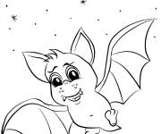 Coloriage chauve-souris qui vole pendant le Halloween
