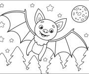 Coloriage Chauve-souris sur la foret