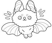 Coloriage Chauve-souris volante kawaii pour pr&eacute;scolaire