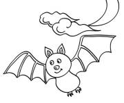 Coloriage et dessins gratuit Chauve-souris vole pour Halloween en ligne à imprimer