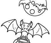 Coloriage Chauves-souris pendant la journ&eacute;e de Halloween