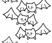 Coloriage Cinq chauves-souris mignonnes