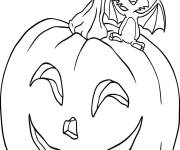 Coloriage Citrouille d'Halloween avec Chauve-Souris