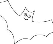 Coloriage Contour Chauve-Souris facile pour Halloween